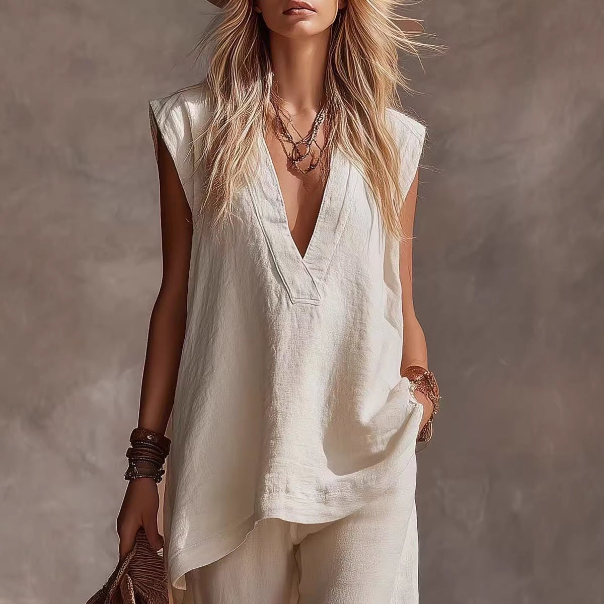 Casual Solid-Color Comfortable Vest with Side Pockets – Lightweight, Everyday Wear