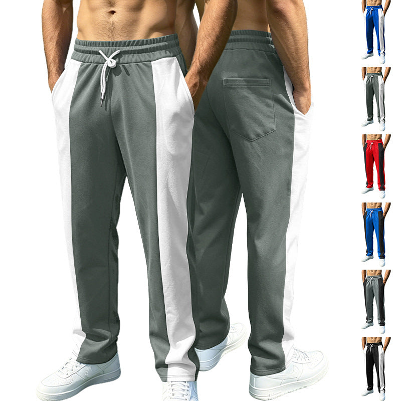 Mens Patchwork Color-Block Casual Outdoor Sweatpants