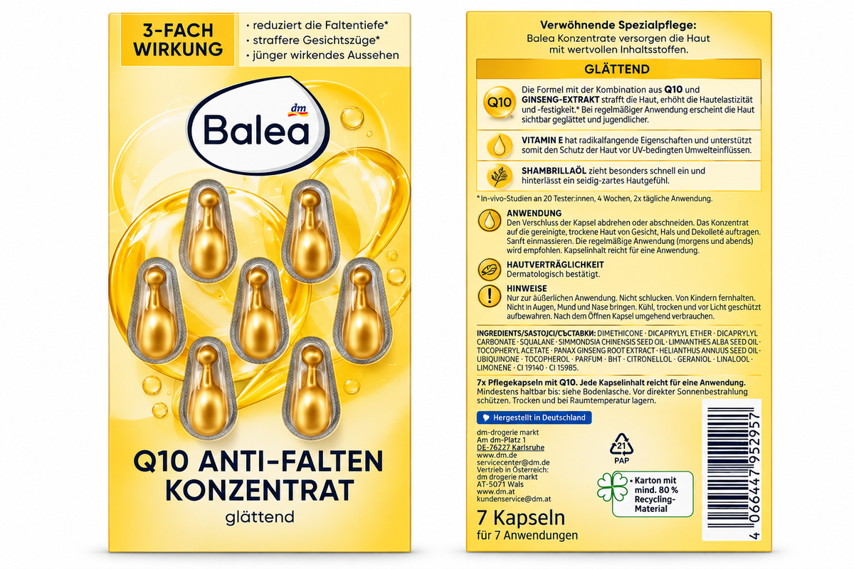 Balea Q10 Anti-Wrinkle Concentrate – 7 Capsules