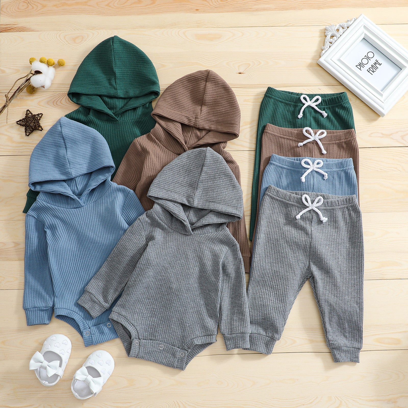 New-style Solid-color Hooded Romper Set For Children