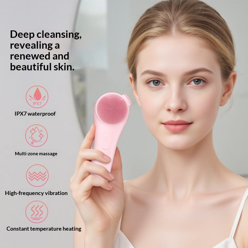 Electric Facial Cleansing Device with Pore-Cleansing, Warm Compress, and Vibrating Technology for Deep Skin Care