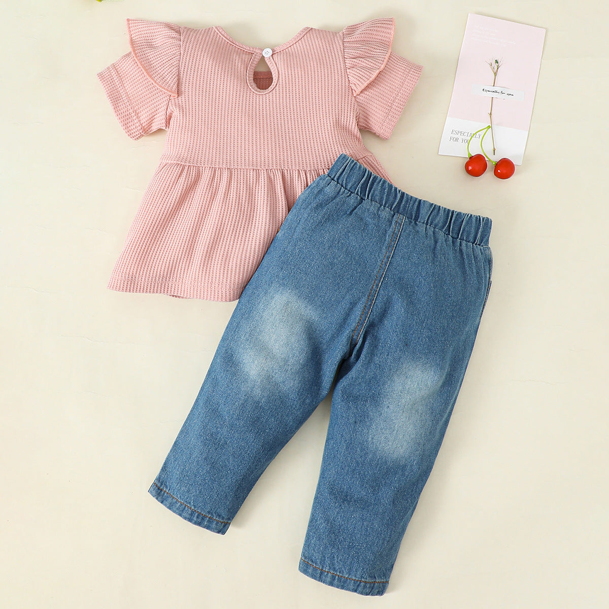Girls Ruffle Denim 2-Piece Outfit Set