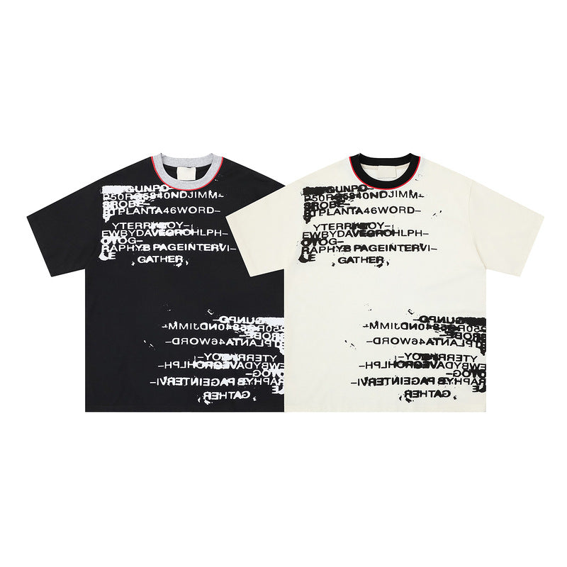 American-Style Short-Sleeve Shirt with Bold Street Letter Print – Casual Urban Fashion Tee
