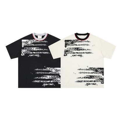 American-Style Short-Sleeve Shirt with Bold Street Letter Print – Casual Urban Fashion Tee
