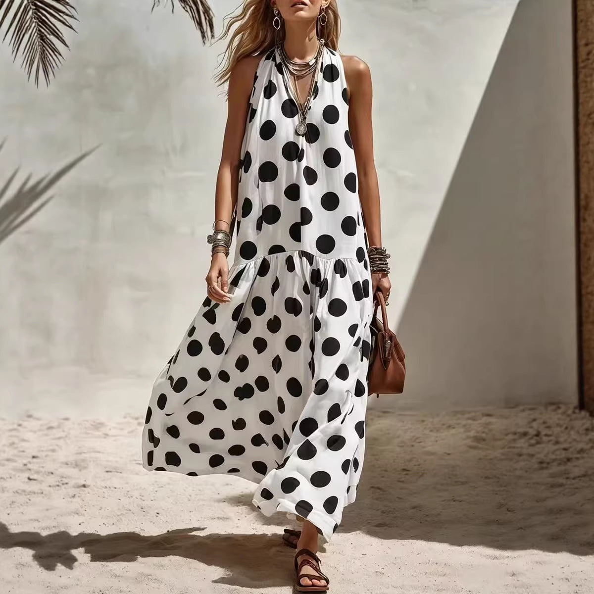 Plus-size Sleeveless Striped Dress