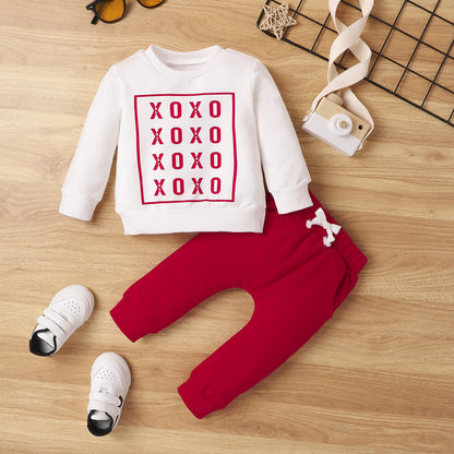 Kids Letter Print Sweater &amp; Pants Set