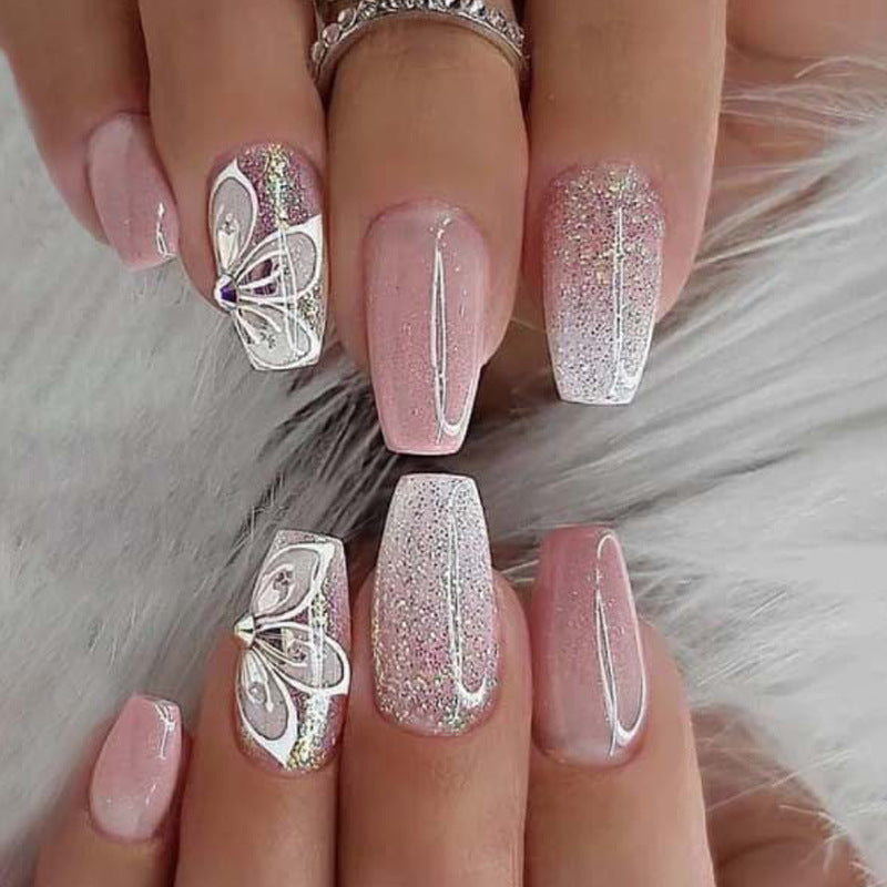 Gradient Glitter Pure Desire Wearable Nails – Stylish, Durable, Easy to Apply Press-On Manicure Set