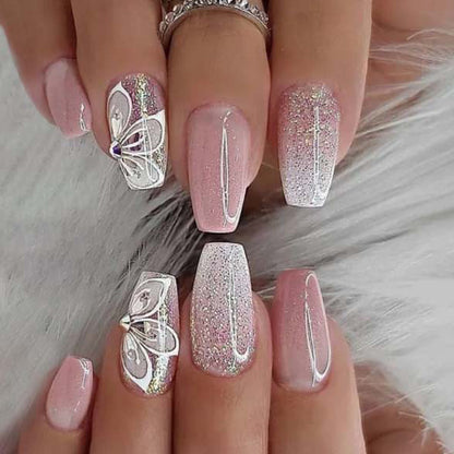 Gradient Glitter Pure Desire Wearable Nails – Stylish, Durable, Easy to Apply Press-On Manicure Set
