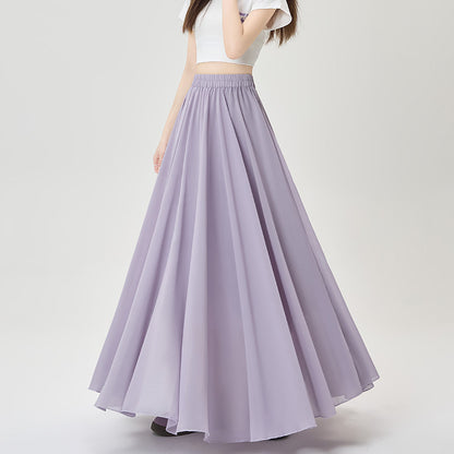 Summer High-Waist Elastic Draped A-Line Maxi Skirt – Figure-Flattering, Lightweight, Comfortable