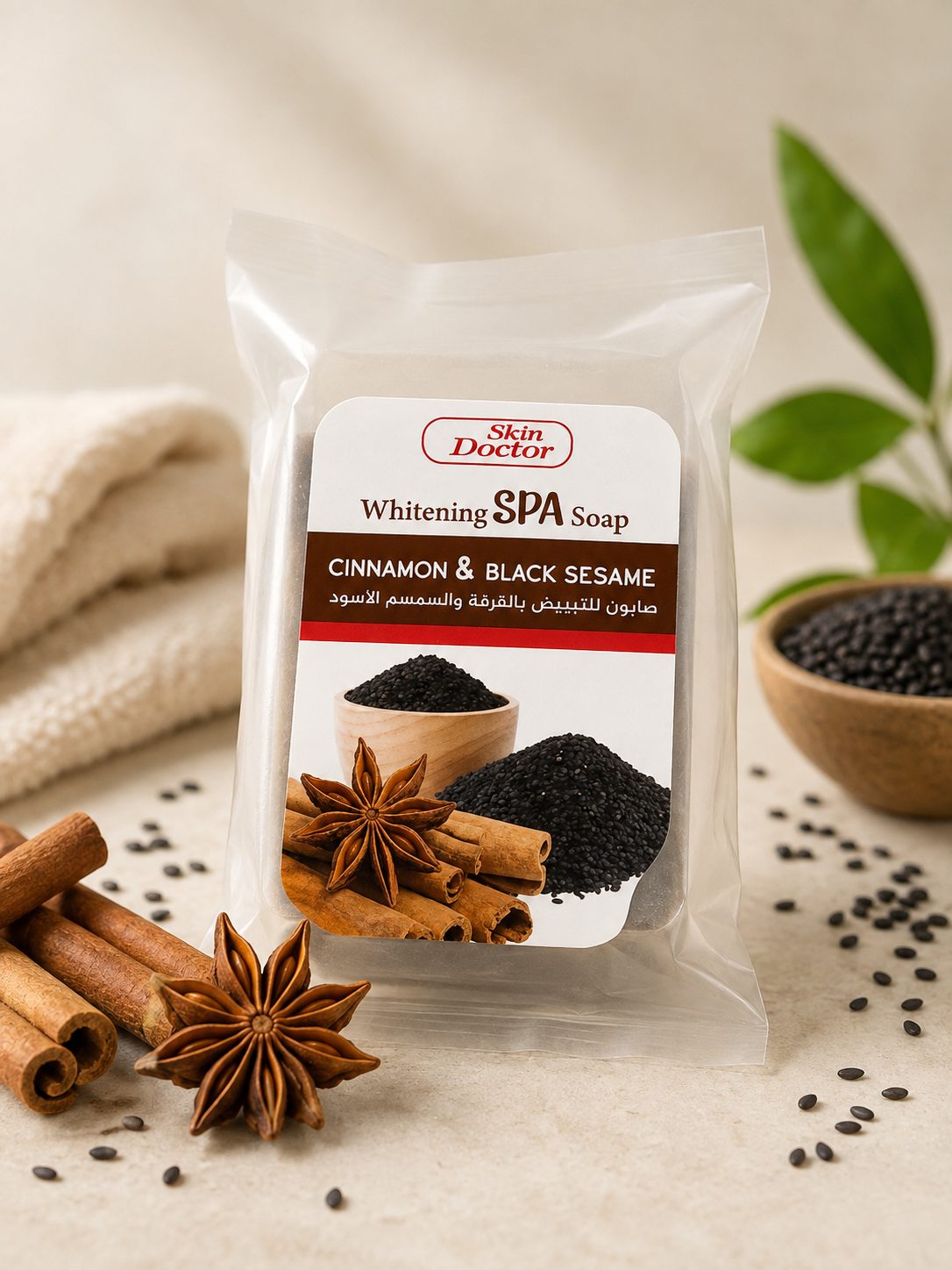 Skin Doctor Cinnamon &amp; Black Sesame Whitening SPA Soap – Brightening &amp; Exfoliating Body Soap