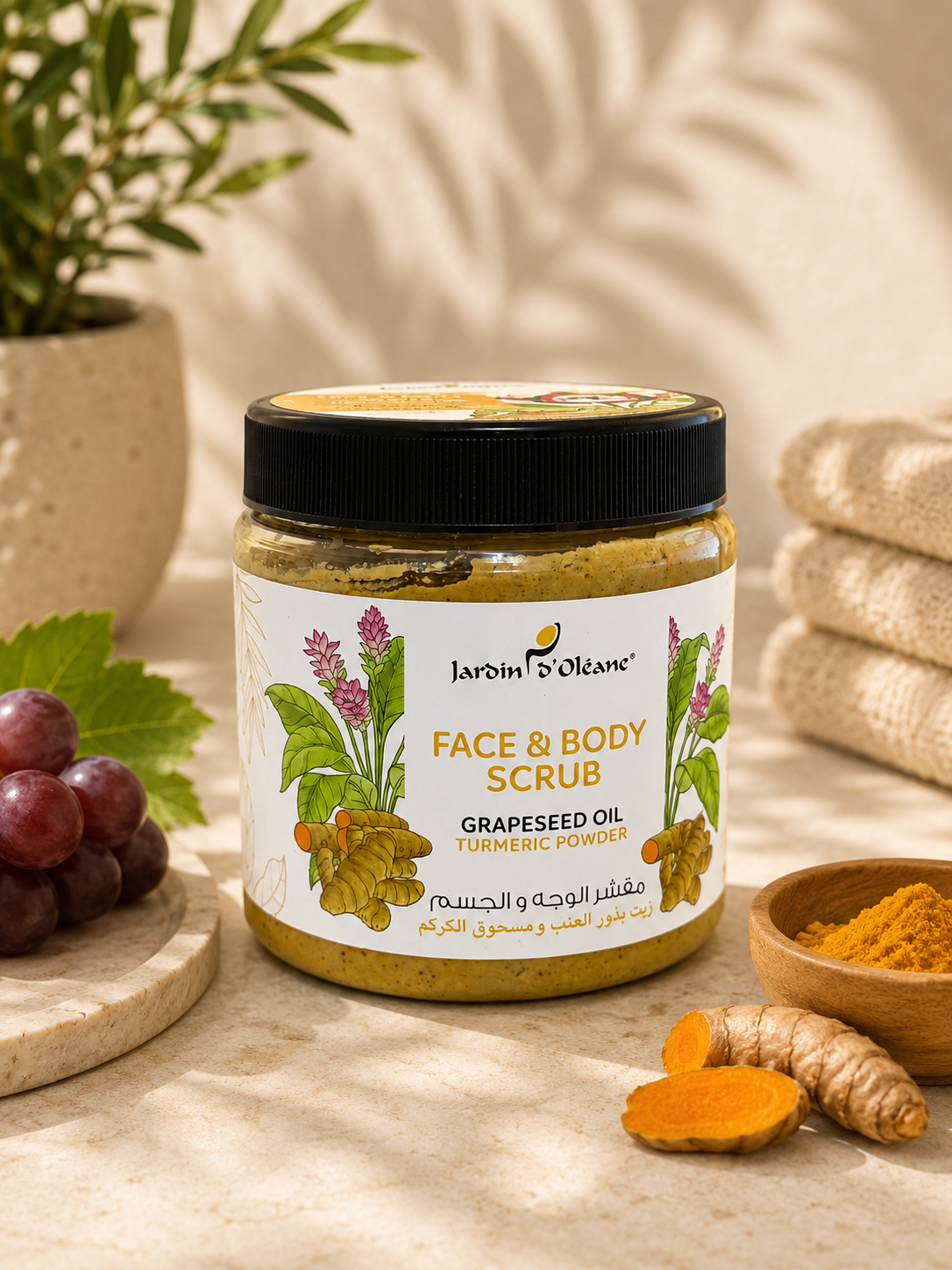 Jardin D’Oléane Face &amp; Body Scrub  Grapeseed Oil &amp; Turmeric Powder