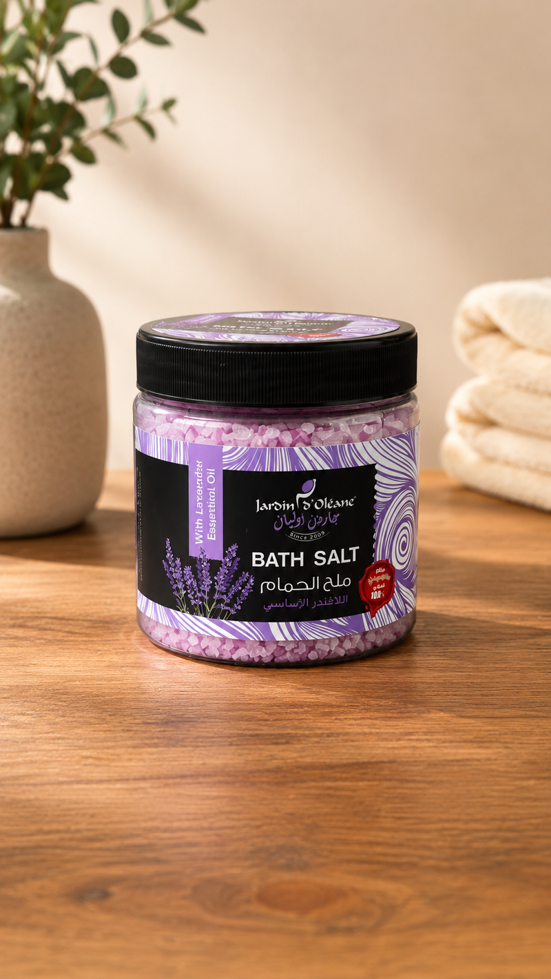 Jardin D’Oléane Lavender Bath Salt – Relaxing Spa Bath Salts for Soft Skin & Stress Relief