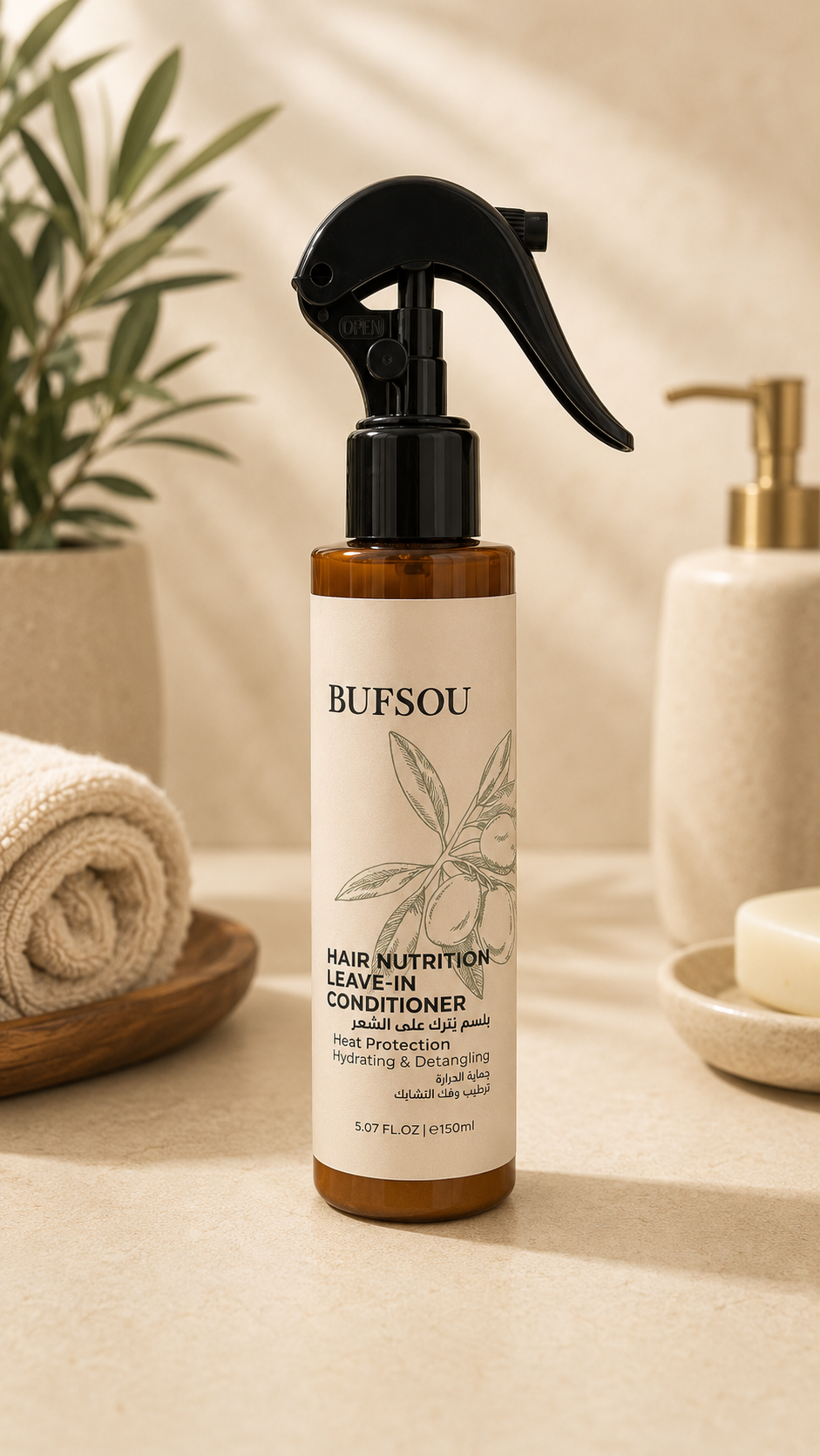 BUFSOU Hair Nutrition Leave-In Conditioner – Hydrating &amp; Detangling Hair Spray with Heat Protection