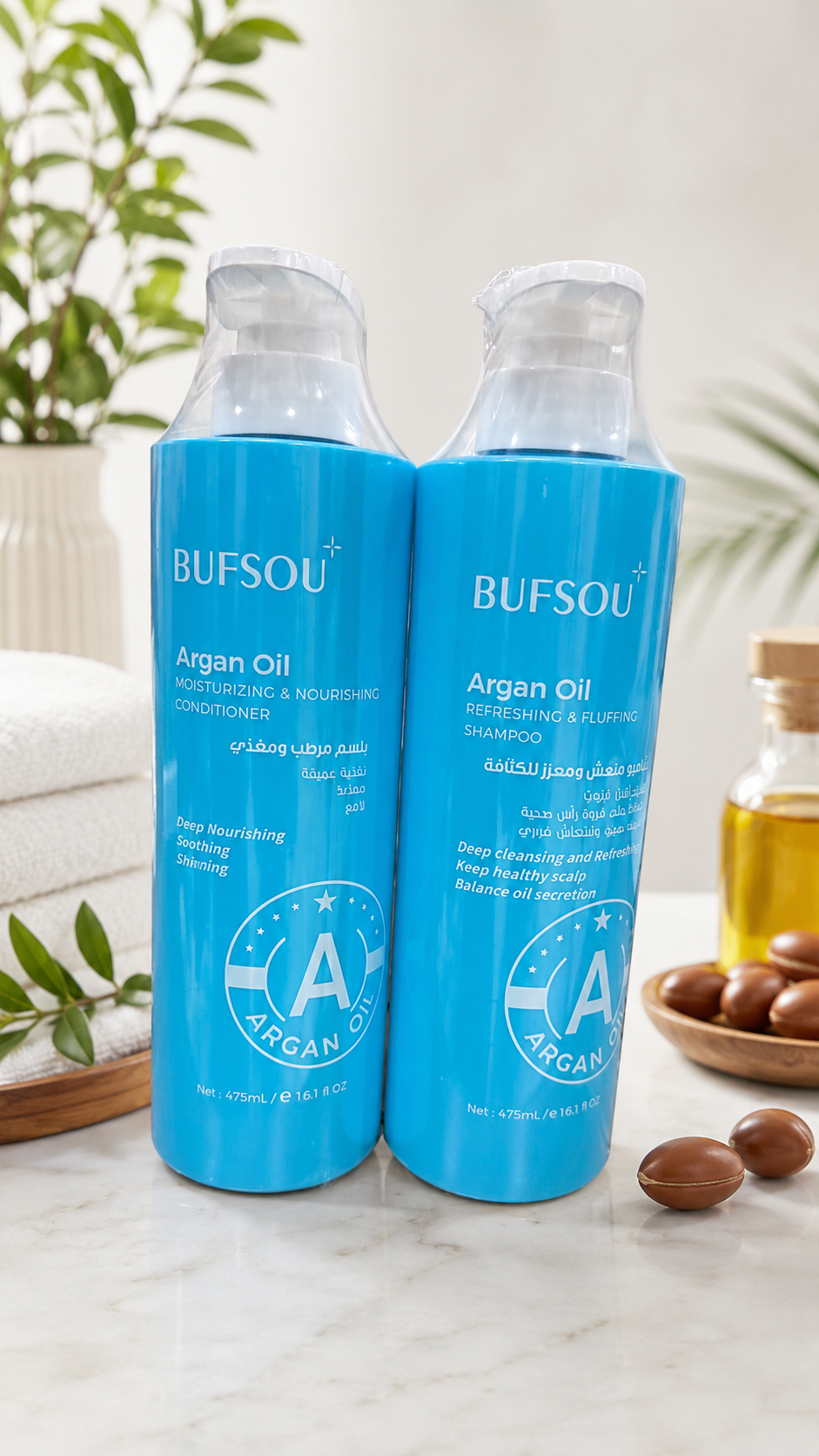 BUFSOU Argan Oil Shampoo and conditioner – Refreshing &amp; Volumizing Shampoo for Healthy Hair