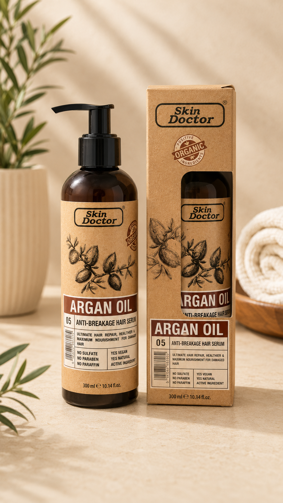 Skin Doctor Argan Oil Anti-Breakage Hair Serum – Nourishing Hair Serum for Damaged &amp; Frizzy Hair