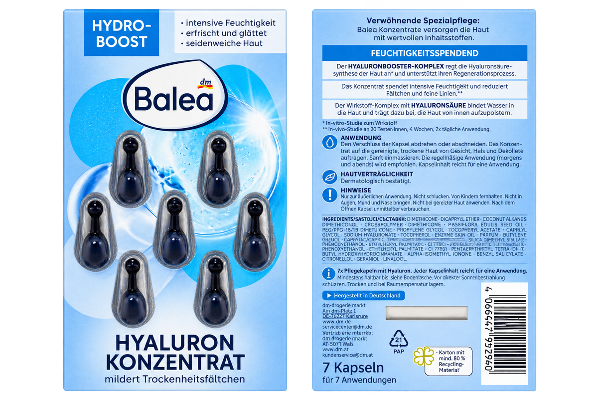 Balea Hydro Boost Hyaluron Concentrate – 7 Capsules
