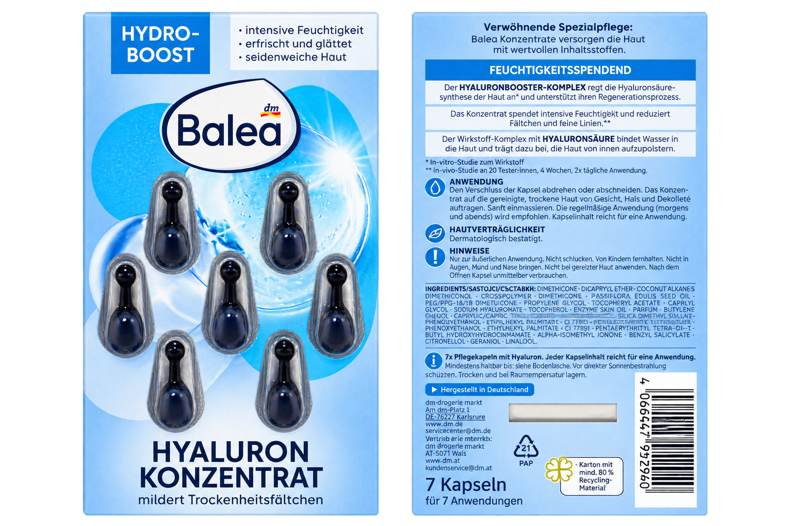 Balea Hydro Boost Hyaluron Concentrate – 7 Capsules
