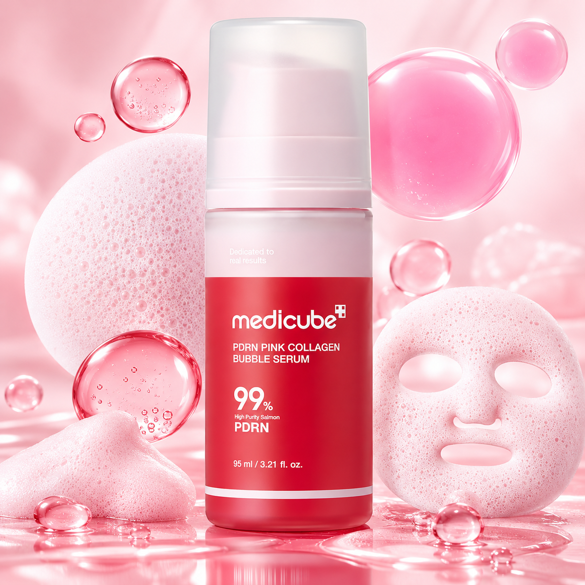 Medicube PDRN Pink Collagen Bubble Serum – 95ml