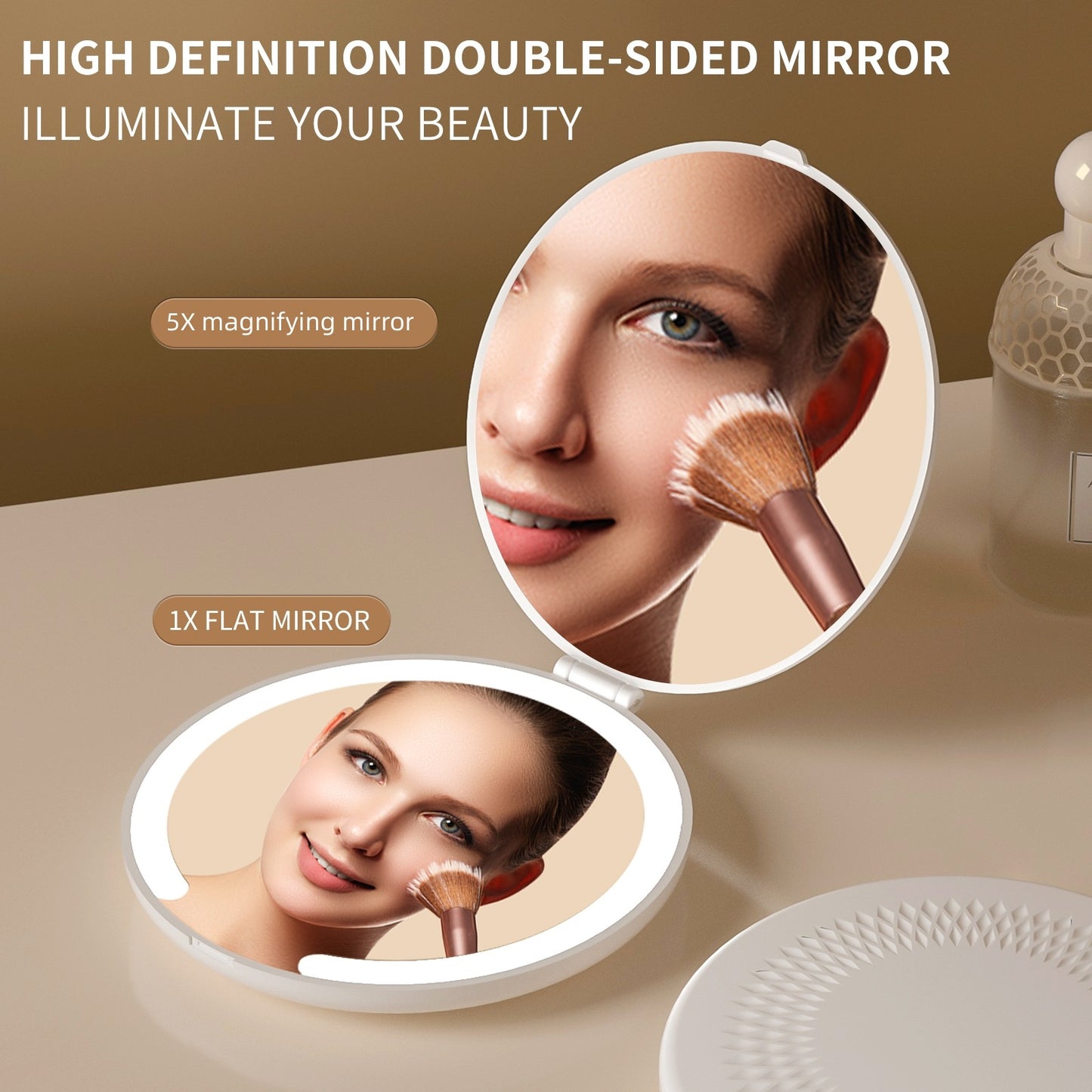 Rechargeable Travel Mini Mirror Portable