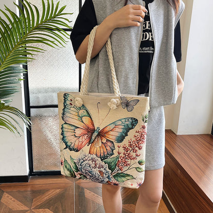 Double-Sided Jacquard Embroidered Canvas Tote Bag – Durable, Stylish, Spacious Shoulder Bag