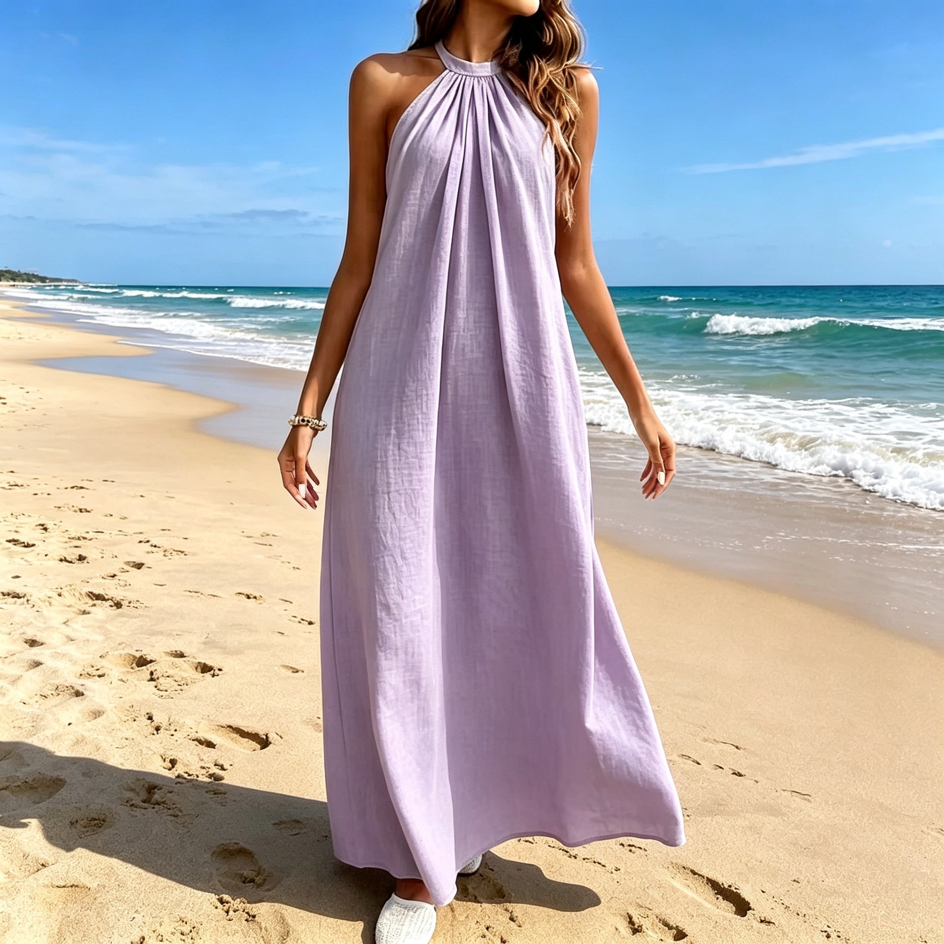 Sexy Halter-Neck Loose-Fitting Lady’s Dress – Stylish, Comfortable, Elegant Design