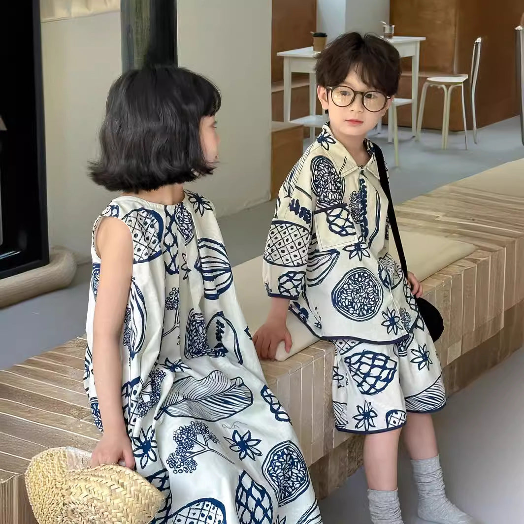 Kids Printed Top &amp; Shorts 2-Piece Set